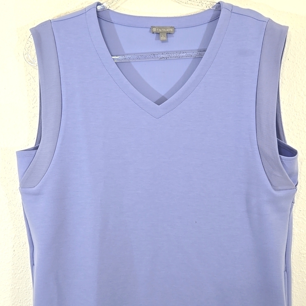 T by Talbots Lavender Sleeveless Dress w/Pockets Active Stretch Comfy, size L - Picture 2 of 7